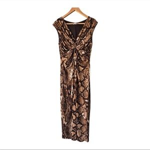 Chico's Maxi Dress Sz M Women Snake Print Sleveless Lined Stretchy Neutral